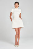 Tweed Solid Beaded Seam Mini Dress- Outfit