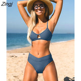 Bralette V-Front High Waist Bikini Set For Women Tank Top Two Pieces Swimsuit 2023 Beach Swimwear Bathing