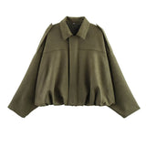 Women's 2025 Spring New Fashion Pilot Bat Sleeve Zipper Jacket