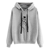 Women's Sweatshirt and Hoody Ladies Oversize K Pop Yellow Pink Love Heart Finger Hood Casual Hoodies for Women