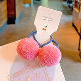 Pcs/lot Small Solid Double Fur Ball Elastic Hair Bands For Cute Girls Boutique Hair Ropes Ties Headwear Kids Hair