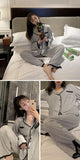 Solid Pajama Sets Women Simple V-neck Long Sleeve Homewear M-3XL Casual Breathable Loose Single Breasted Pyjamas