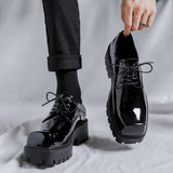 2025 New Youth Square Head British Wind With Thick Bottom Niche Casual Daily Leather Shoes