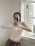 Vintage T-shirt Women Skinny Black Lace Tshirts Lace Up Crop Tops Square Collar Gothic Clothes Sexy Woman Tops