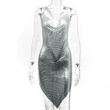 Backless y2k Metal Rhinestone Summer Dress women bodycon Night Club party mini ladies dresses vintage woman dress