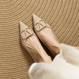 Color Paint Leather Increased By 5 Cm Commuting Shallow Name Temperament Single Shoe Metal Temperament Paint Buckle Women's