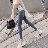 Fly Women Jeans High Waist Denim Pants Women High Elastic Skinny Pants Ripped Hole Stretchy Women