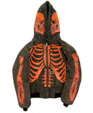 Women Skeleton Print Hoodies Long Sleeve O Neck Loose Pullovers Female Tops Retro Zip Hoodie Sweatshirt