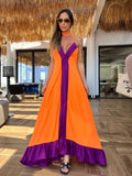 New Elegant Women Maxi Dress Halter Sleeveless Backless Casual Loose Robe Summer Beach Holiday Tie Up