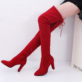 New Autumn And Winter Large Size Over The Knee Boots High And Sharp Sharpened Zipper Women