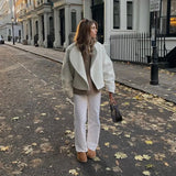 Large Collar Wool Crop Coat-Outfit