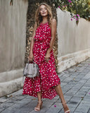 New WOMEN Summer Polka Dot Sling Holiday Casual Dress Fashionable Sleeveless Bohemian