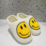FUNKY 2021 Winter Women's Shoes New Purple Happy Face Decor Fluffy Faux Fur Smiley Shoes for Women House Female