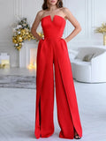 Tulle Strapless Beach Jumpsuit Wedding Dress With Detachable Solid Party Clothing A-Line Backless Simple Bridal Gown