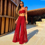 2025 New Split Swimsuit Trousers Beach Set Three-Piece Solid Color