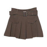 Real Shooting Hottie Retro Bright Line Dress Women Walk Light 100-Fold Skirt High-Rise Thin A Short Skirt