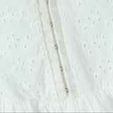 White Embroidery Hook V-neck Mini Dress- Outfit