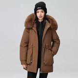 Send To Overcome The New Female Winter Korean Version Of The Waist Show Thin Hooded Big Hair Collar And Wool And Thick Short Jacket Cotton-Padded Jacket-Outfit