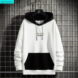 Hoodie Man Youth Autumn and Winter Models Korean Version of The Original Personality Stitching Letter Printing Hooded