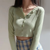 Style O-neck Short Knitted Sweaters Women Thin Cardigan Fashion Sleeve Sun Protection Crop Top Ropa