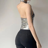 Zingj 2023 New Women's Solid Color Slim Street Fashion Hanging Neck Sexy Back Vest Woman-Outfit