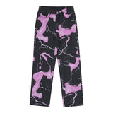 Jeans Woman Spring Autumn Fashion Cute Baggy Mom Jeans Lightning Contrast Color High Waist Pants Cargo Pants Y2k