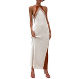 Summer New Word-Collared Slings Knitted Long Skirt Holiday Hairy Skirt