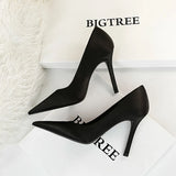 Zingj Fashion Simple Ultra High Heel Shallow Pointed Sexy Nightclub Show Thin Silk Women's Singles