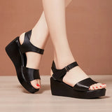 Summer New Thick-Soled Sandals Women's 6Cm Slope Heel Sandals Middle Heel Waterproof Table Large Size Comfortable Muffin Fishmouth