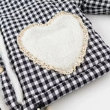 Plaid Heart Patchwork Pocket Puffer Jacket- Outfit