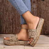 Zingj Bottom Slippers Women Wear The New 2024 Washed Letter Embroidery One Word Pine Platform Heighten Cool