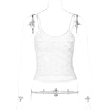 White Lace Sheer Tank Top-Outfit