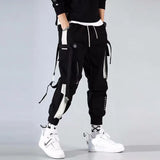 Fashion Brand Overalls Men's Personality Ribbons And Feet Korean Version Of The Trend Loose Street Hip-Hop Harlan