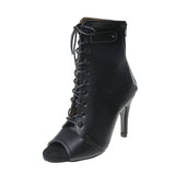 Size Dancing High Heel Baotou Sandals 2025 New Lace-Up Hollow Out Thin Heel Sexy Leather Boots