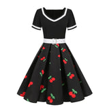 Pink Summer Women Casual Dresses With Belt 1950s Style Retro Sundress Robe De Cocktail Party Pinup Rockabilly