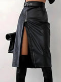 Zip Up Slit Midi Pencil