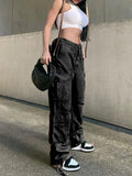 Cargo Pants Baggy Jeans Women Fashion 90s Streetwear Pockets Wide Leg High Waist Straight Y2k Denim Trousers