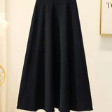 Zingj And Winter 2023 With Sweater High-Waist Jacquard Long Knitted Half-Length Umbrella Skirt Temperament Wool Long Skirt-Outfit