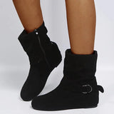 Zingj Medium Tube Buckle Women's Boots Autumn And Winter Ankle Boots Large Size Women's Boots Womens Boots- Outfit