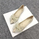 New Soft Bottom Standing Without Tired Bow Flat Shoes Temperament Suitable For Bridesmaid Dress Shoes 2025
