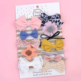 Set Floral Bows Solid Baby Headbands Dot Bowknot Elastic Cotton Hair Bands For Girls Nylon Princess Turban Hair