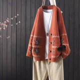 Maple Leaf Retro Knit Cardigan 2021 Fall New Loose Sweater Jacket Women's