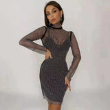 Spaghetti Strap Dress 2022 New Autumn Bandages 2 Pieces Clothing Sexy Beading Club Party