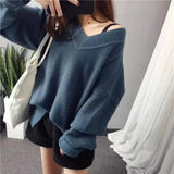 Zingj Lazy Wind V-Neck Sweater Women Look Loose And Thin, Wearing Knitted Bottomed Sweaters