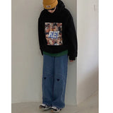 Summer Blue Denim Jeans Women Korean Loose Love Pattern Baggy Jeans Feminino Wide Leg Pants Pantalon Pour