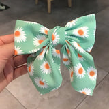 Dot Floral Print Hair Clips Girls Daisy Bow Hairpin Pastoral Retro Style Barrettes Big Bowknot Hairpin Hair