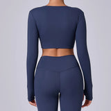 Zingj Show Chest Yoga Sports Top Set Fingers High Elasticity Sense Of Running Fast Dry Yoga Fitness Long Sleeve Women-Outfit