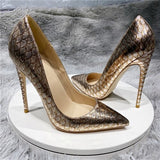 snake women 8cm 10cm 12cm heels high-heeled party pointed toe classic elegant daily wear pure color pumps YG048