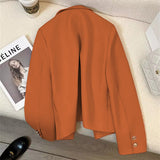 Zingj 2024 New Orange Short Style Small Suit Jacket Female Temperament Show Thin Casual Commuter Wind Jacket