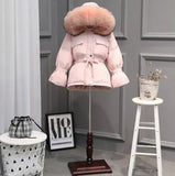 Large Natural Raccoon Fur Winter Jacket Women 90% White Duck Down Coats Thick Warm Parkas Sash Tie Up Short Snow
